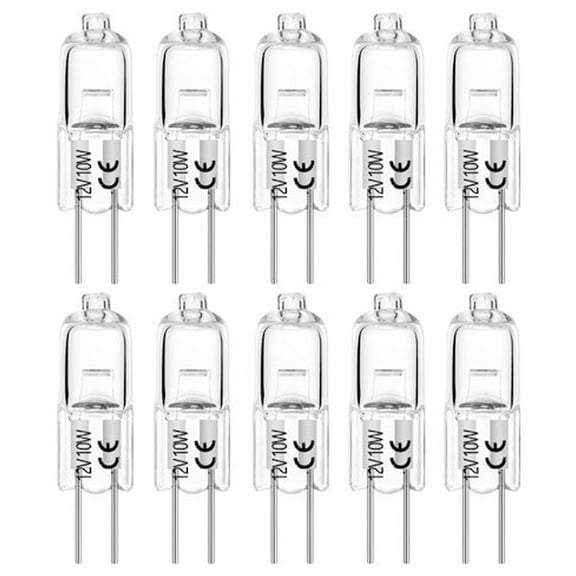 Halogen Bulbs G4 10W 12V T3 Jc Type 2 Pin Base Replacement For Landscape Under Cabinet Puck Light Track Lighting Dimmable (10 Pack)