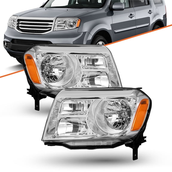 Halogen Chrome Amber Headlights For 2012 2013 2014 2015 Honda Pilot