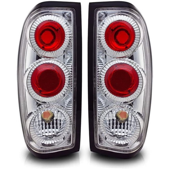 Halogen Chrome/Clear Lens Tail Lights Altezza Style Pair Set for 1998-2004 Nissan Frontier