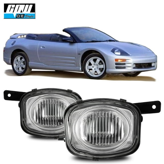 Halogen Clear Lens Fog Lights Pair Set for 2000-2002 Mitsubishi Eclipse