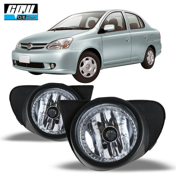 Halogen Clear Lens Fog Lights Pair Set for 2003-2005 Toyota Echo, Wiring Kit Included