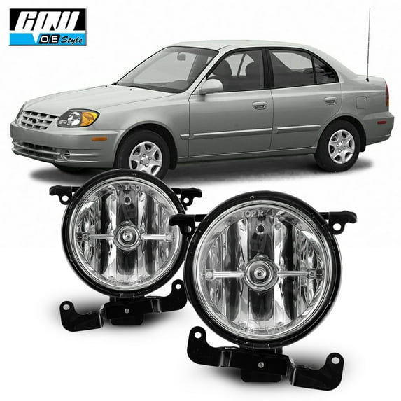 Halogen Clear Lens Fog Lights Pair Set for 2003-2006 Hyundai Accent