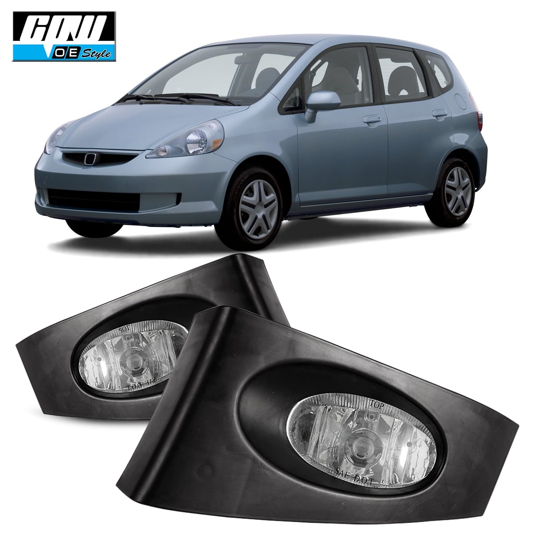 Halogen Clear Lens Fog Lights Pair Set for 2006-2007 Honda Fit, Wiring Kit Included