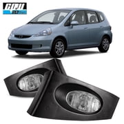 Halogen Clear Lens Fog Lights Pair Set for 2006-2007 Honda Fit, Wiring Kit Included