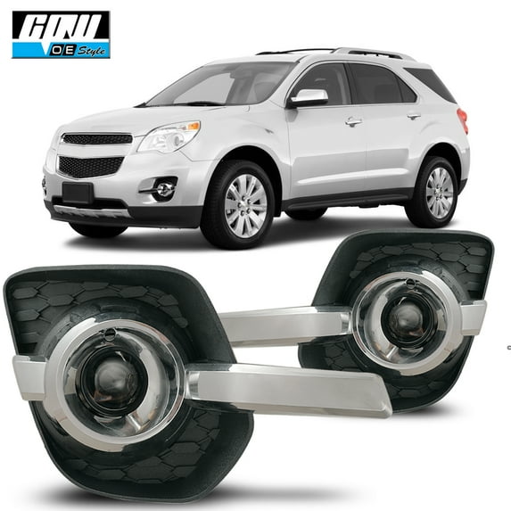 Halogen Clear Lens Fog Lights Pair Set for 2010-2016 Chevrolet Equinox, Wiring Kit and Switch Included