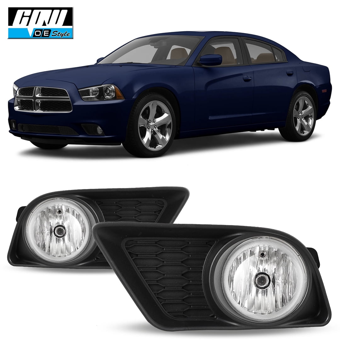 Halogen Clear Lens Fog Lights Pair Set for 2011-2014 Dodge Charger, Wiring  Kit and Switch Included