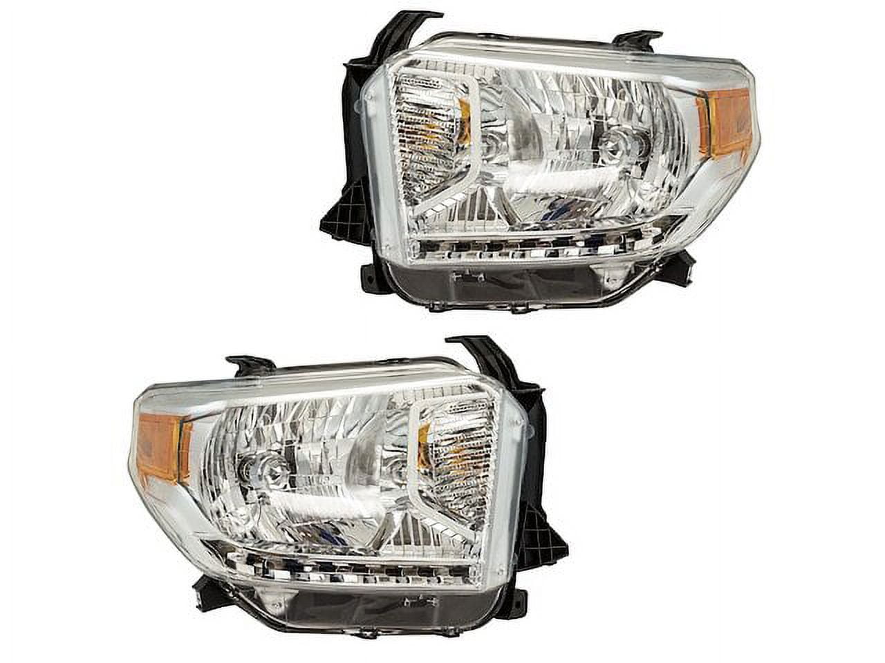 Halogen Headlight Assembly Set of 2 Compatible with 2014 2017 Toyota Tundra without LED