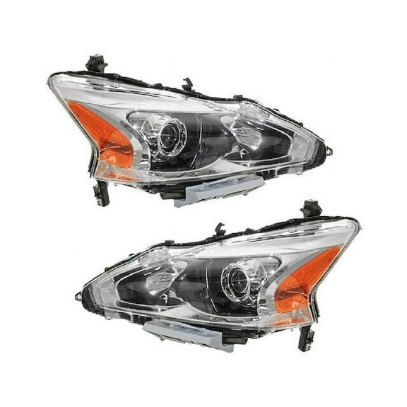 Halogen Headlight Assembly Set of 2 - Compatible with 2013 - 2015 Nissan Altima Sedan 2014