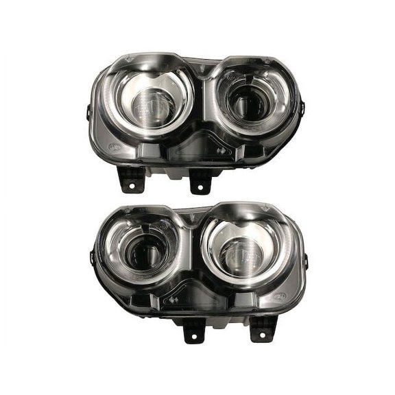 Halogen Headlight Assembly - Set of 2 - Compatible with 2015 - 2022 Dodge Challenger 2016 2017 2018 2019 2020 2021