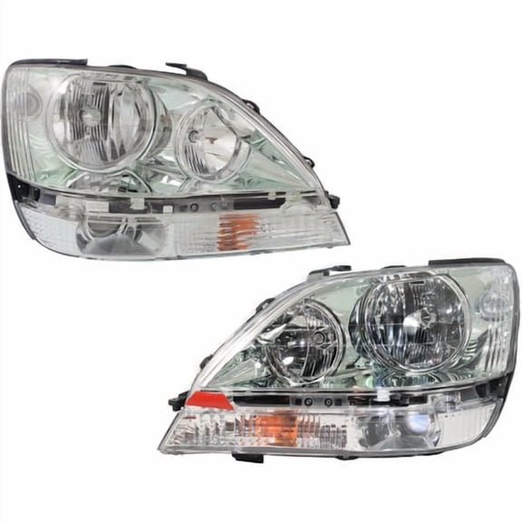 Halogen Headlight Assembly Set of 2 For 2001-03 Lexus RX300 LH and RH with Bulb
