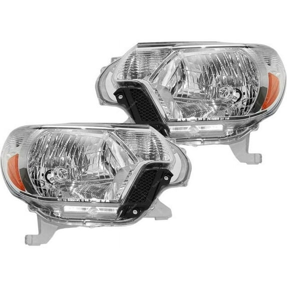 Halogen Headlight Assembly Set of 2 - with Clear Turn Signal Lens - Compatible with 2012 - 2015 Toyota Tacoma 2013 2014