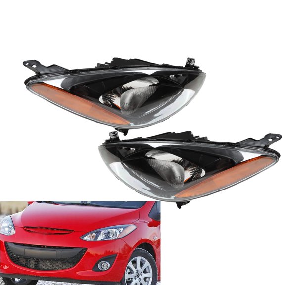 Halogen Headlight For 2011-2014 Mazda 2  Headlamp Driver&Passenger Side