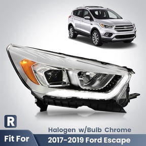 Halogen Headlight For 2017-2019 Ford Escape w/LED DRL Chrome w/Bulb Right Side