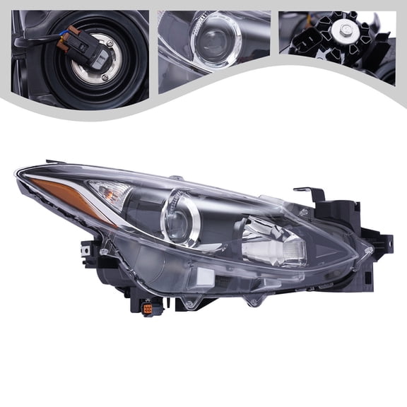 Halogen Headlight Headlamp Assembly With Bulb For Mazda 3 Sport Hatchback Sedan 2014 2015 2016, Right Passenger Side Headlight Assembly BPW1510K0 (Right Passenger Side)