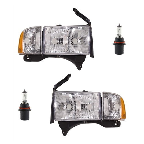 Halogen Headlight Kit For 99-02 Dodge Ram 1500 2500 3500 Driver & Passenger Side