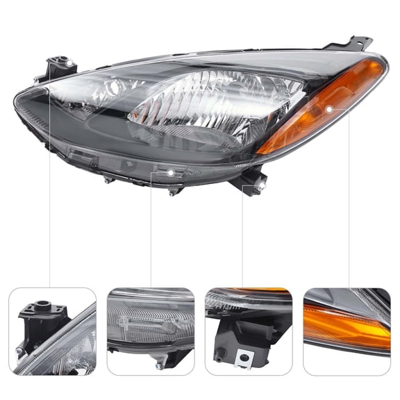 Halogen Headlight Left Driver Side Headlamp For 2011 2012 2013 2014 Mazda 2