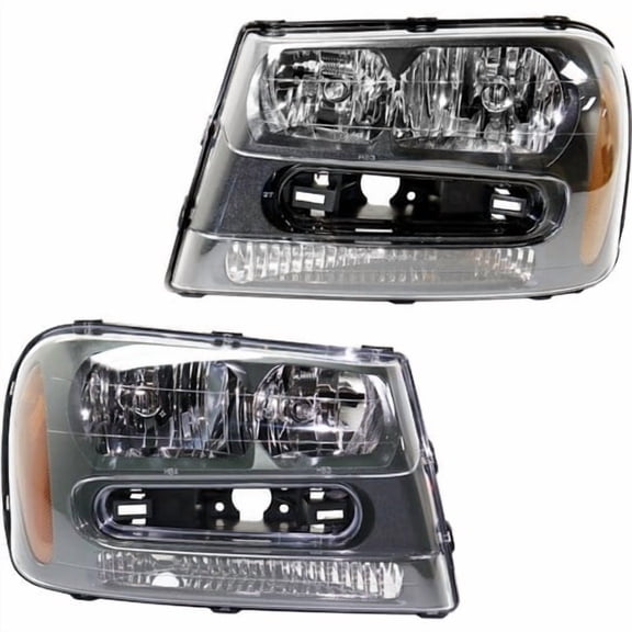 Halogen Headlight Set For 2002-2009 Chevy Trailblazer Left & Right w/Bulbs Pair