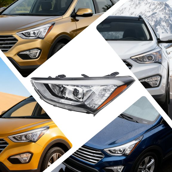 Halogen Headlight for Hyundai Santa Fe 2013-2016 Head Lamp Left Driver Side Direct Replacement