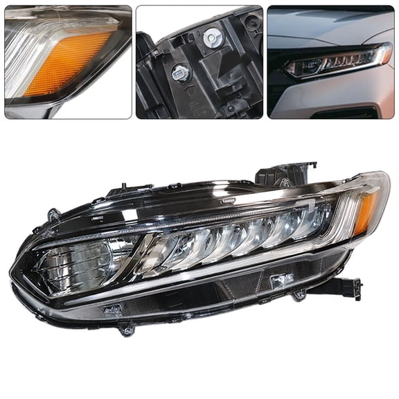 Halogen Headlights Assembly for 2018 2019 2020 Honda Accord Front Headlight Left Driver Side Headlamps Assembly Chrome Housing Replacement (Left Driver Side)
