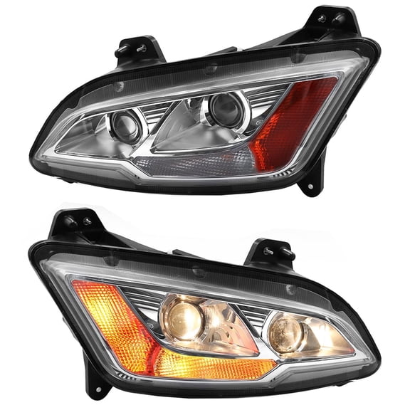 Leavan Halogen Pair Headlights Assembly w/Bulbs Fit for Peterbilt 579 2022+, Headlamps Head Light Lamp Housing, Clear Lens