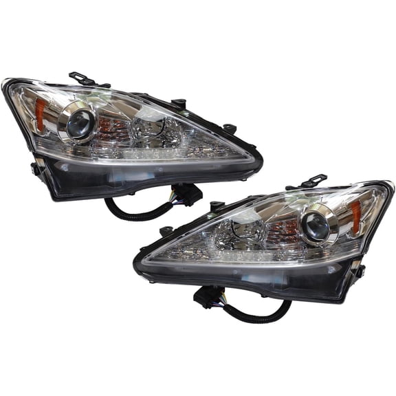 Halogen Headlights Assembly FOR 2006-2010 Lexus IS250 IS350 LED And Strip Projector Headlights Lamps Left+Right