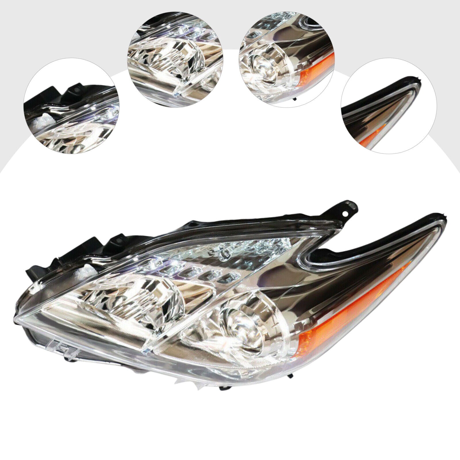 For 10-11 Toyota Prius Hatchback Halogen Headlights Lamps Chrome w