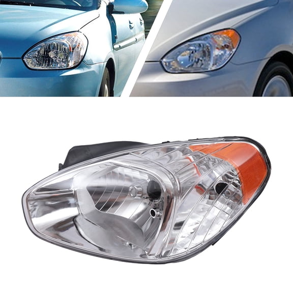 Halogen Headlights, Front Left Side Headlamp for 2006-2011 Hyundai Accent, OEM 921011E010 921021E010 (Driver Side)