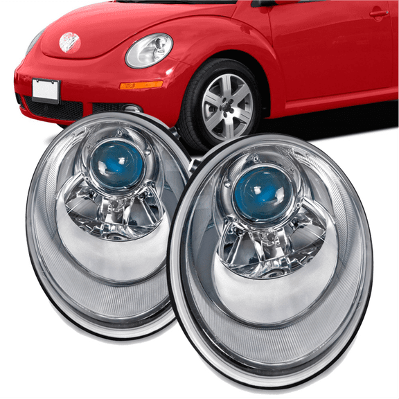 Halogen Headlights Headlamps Pair Set For 06-10 Volkswagen VW Beetle