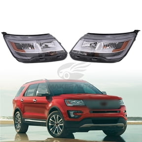 Halogen Headlights Pair for Ford Explorer 2016 2017 2018 2019 Left+Right Chrome With LED DRL