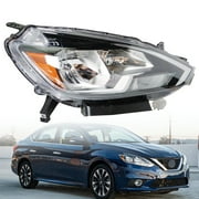 Halogen Passenger Headlight Assembly Replacement for 2016 2017 2018 Sentra Black Clear Lens Headlight Right Side