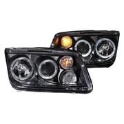 Halogen Projector with CCFL Headlights Driver & Passenger for 1999-2005 Volkswagen Jetta, Black & Clear