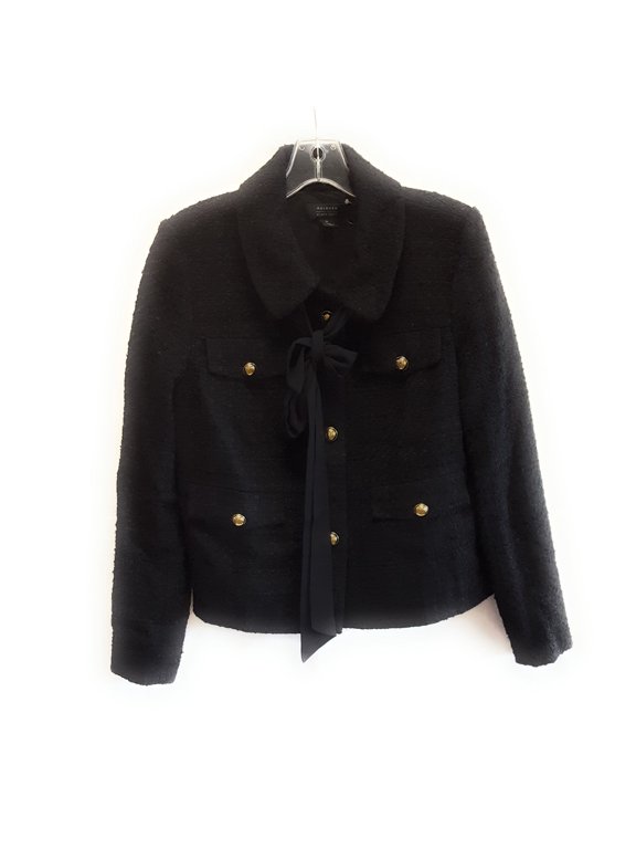 Ribbon Neck Tie Jacket, Black, Medium