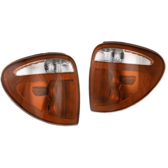 Halogen Tail Light Set For 2001-2003 Dodge Grand Caravan Clear/Red w/ Bulbs 2Pcs