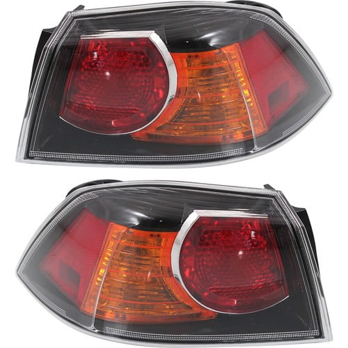 Halogen Tail Light Set For 2009-2017 Mitsubishi Lancer Outer Clear w/Bulbs 2Pcs