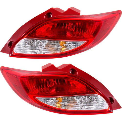 Halogen Tail Light Set For 2011-2014 Mazda 2 Hatchback Clear/Red w/Bulbs 2Pcs