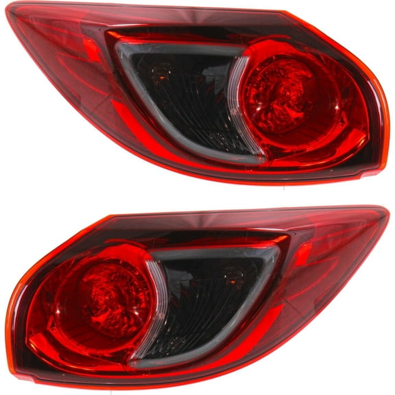 Halogen Tail Light Set For 2013-2016 Mazda CX-5 Outer Clear/Red w/ Bulbs 2Pcs
