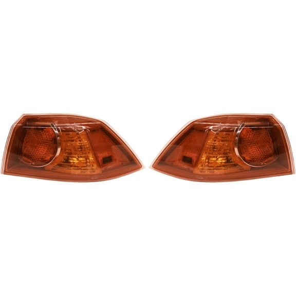 Halogen Tail Light Set For Mitsubishi 08-09 Lancer Outer Clr/Red w/Bulbs 2Pcs