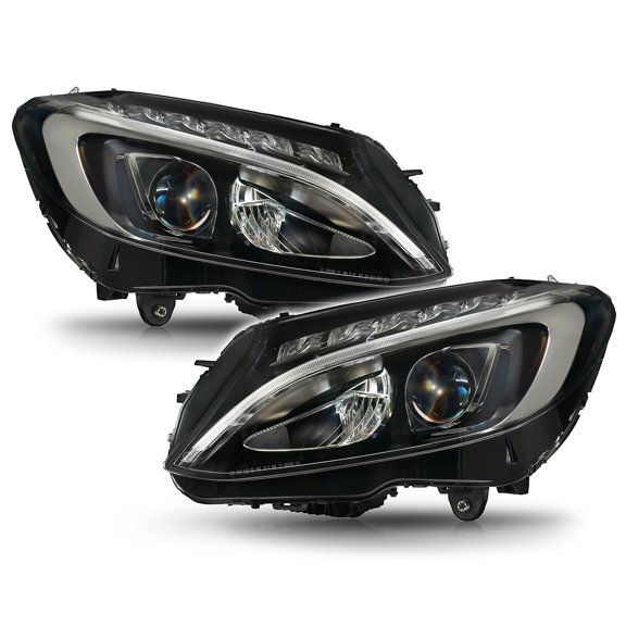 Halogen Upgrade Full LED For 2015-2018 Mercedes-Benz W205 C300 Headlight Pair