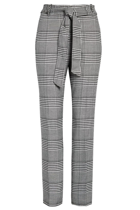 Womens Tie Waist Houndstooth Pants 14 Black - NWT $99