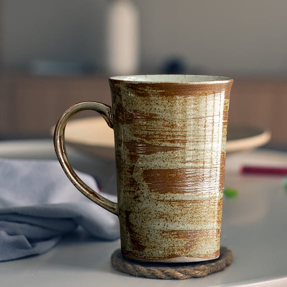 Halons Ceramic Coffee Mug 10.5oz (310ml) | Japanese Style Gold Cup with Comfortable Handle, Thick Rim for Heat Retention, Microwave & Dishwasher , Ideal for Home or Office Use, Unique Gift Option
