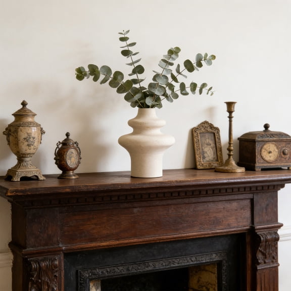 Halons Ceramic Hydroponic Vase, White Frosted Double-Layer Wave Gourd Design, 14.9 cm Mini Abstract Art Flower Container for Dried or Fresh Floral Arrangements