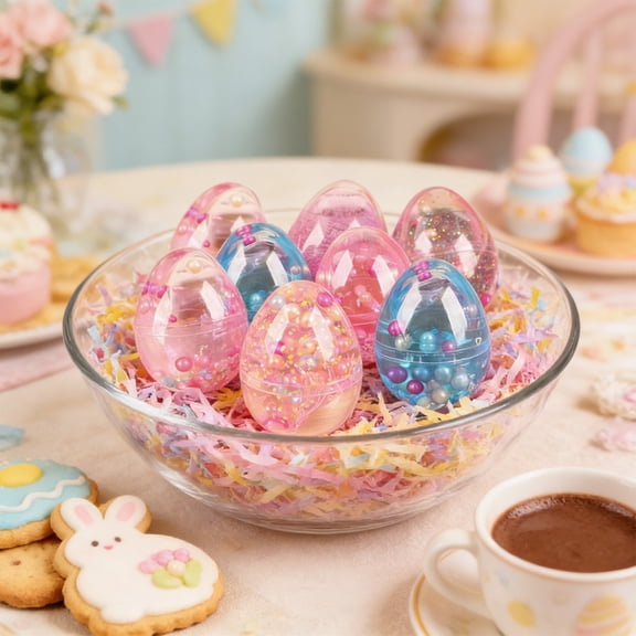 Halons Colorful Crystal Mud Egg Toy - Transparent Plastic Slime Egg, Pearl Gel Sensory Toy, Multicolor Slime for Easter/Party Decor (2.56x1.97in, 0.18lb) Colorful Crystal Mud Egg Toy - Tr