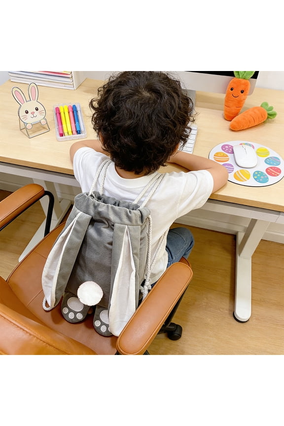 Easter Backpack - Soft Plush Bunny Backpack, Cute Bunny Tail Bag with Adjustable Straps, Lightweight Cloth for Travel/School/Play (13x9.8in) Easter Backpack - Soft Plush Bunny Back