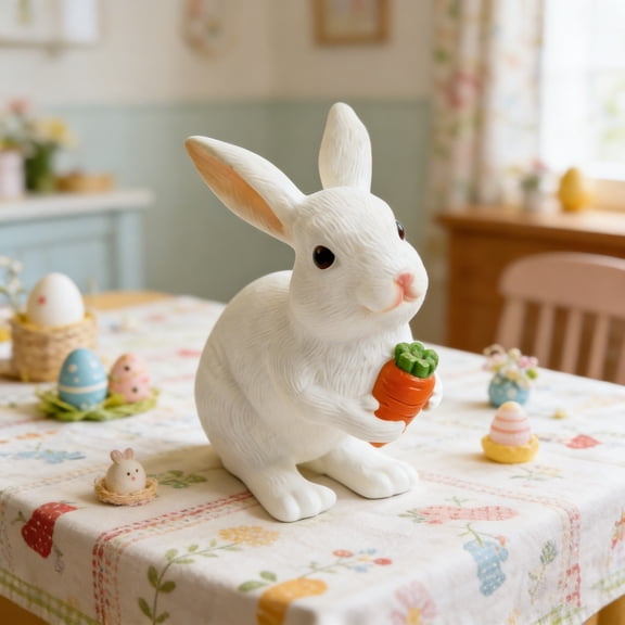 Halons Easter Bunny Toy - Soft PVC Rabbit Figurine, Stress Relief Bunny, Spring Party Favors & Easter Basket Stuffer (5.63x5.39x2.64in, 3.84oz) Easter Bunny Toy - Soft PVC Rabbit Figurine