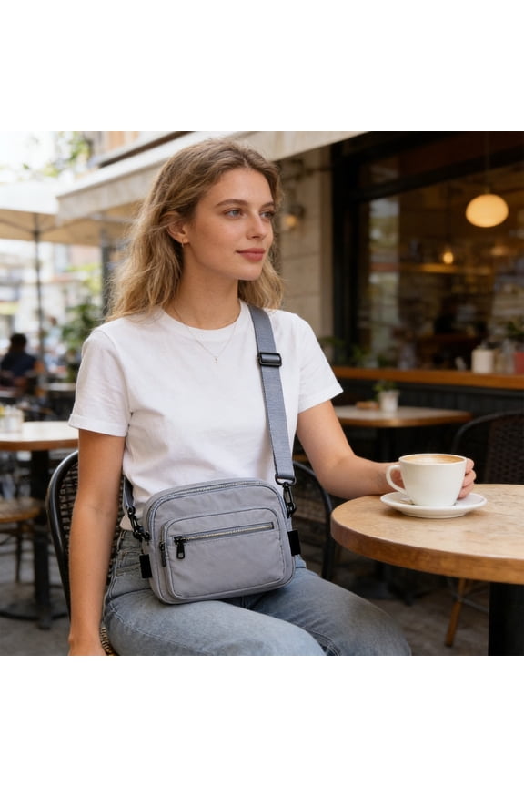 Men's Crossbody Bag Waterproof Nylon Chest Shoulder Backpack, Lightweight Sling Messenger with Switchable Strap and Headphone Port for Outdoor Sports Travel