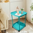 thumbnail image 1 of Halons Rolling Side Table with Wheels - Plastic Bedside Table, Double Tier Storage Table & Small Coffee Table for Bedroom/Living Room, 18.5x13.4x13.4in Rolling Side Table with Wheels - Pl, 1 of 6