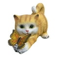 thumbnail image 1 of Halons Solar Cat Garden Statue with Light-Up Butterfly for Outdoor Decor, 1 of 5