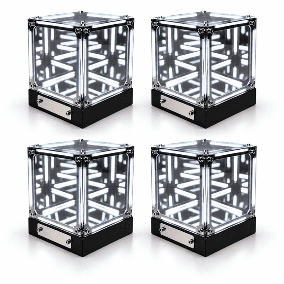 Halosphere Infinity Cube,4d Infinity Mirror Cube Night Light, Rechargeable Led Tesseract Lamp 2000mah, Stepless Dimming, Dual‑Use Desk Decor & Figure Display Case