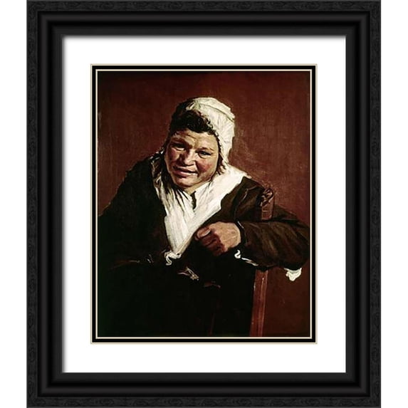 Hals, Frans 12x14 Black Ornate Wood Framed with Double Matting Museum Art Print Titled - Hille Bobbe
