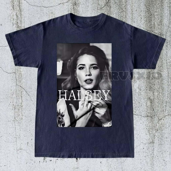 Halsey Shirt, Vintage Music Band Tee, Concert Merchandise T-Shirt, Unisex Graphic Tee, Music Artist Apparel, Fan Gift for Music Lovers,Navy Color,Size 2XL